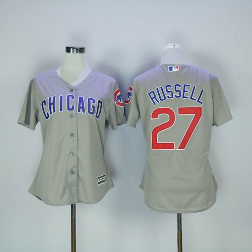 Women Chicago Cubs #27 Addison Russell grey Jersey