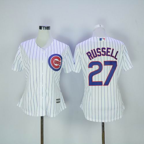 Women Chicago Cubs #27 Addison Russell white Jersey