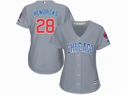 Women Chicago Cubs #28 Kyle Hendricks Grey Jersey