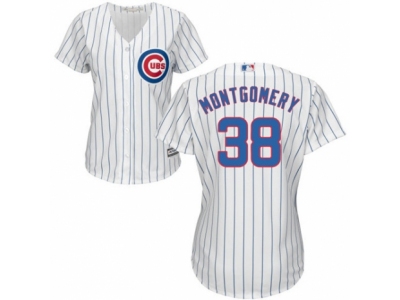 Women Chicago Cubs #38 Mike Montgomery white strip Jersey