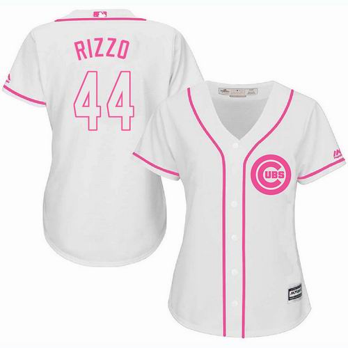 Women Chicago Cubs #44 Anthony Rizzo white Fashion Jersey
