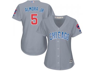 Women Chicago Cubs #5 Albert Almora Jr. Grey Jersey
