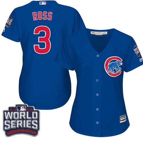 Women Chicago Cubs 3 David Ross Blue Alternate 2016 World Series Bound MLB Jersey