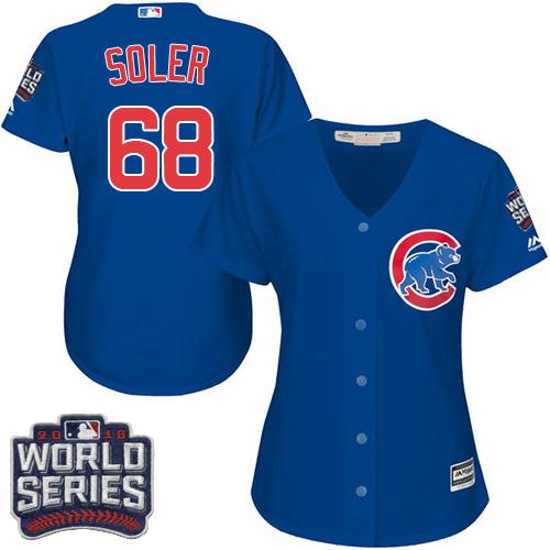 Women Chicago Cubs 68 Jorge Soler Blue Alternate 2016 World Series Bound MLB Jersey