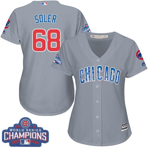 Women Chicago Cubs 68 Jorge Soler Grey Road 2016 World Series Champions MLB Jersey