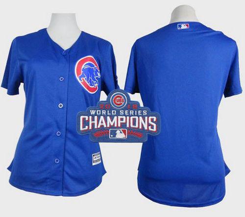Women Chicago Cubs Blank Blue Alternate 2016 World Series Champions MLB Jersey