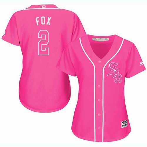 Women Chicago White Sox #2 Nellie Fox Pink Fashion Jersey