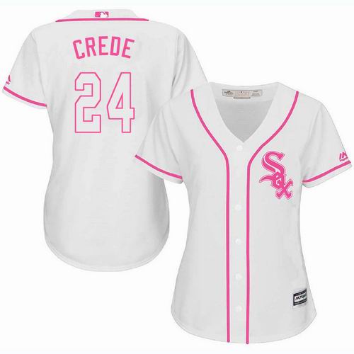 Women Chicago White Sox #24 Joe Crede white Fashion Jersey