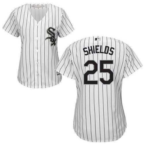 Women Chicago White Sox #25 James Shields white strip Jersey