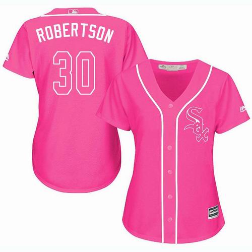 Women Chicago White Sox #30 David Robertson Pink Fashion Jersey