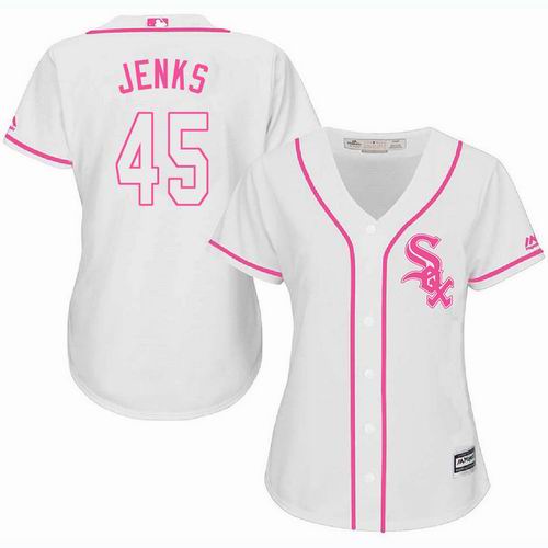 Women Chicago White Sox #45 Bobby Jenks white Fashion Jersey