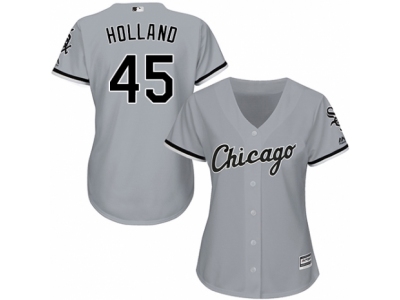 Women Chicago White Sox #45 Derek Holland grey Jersey