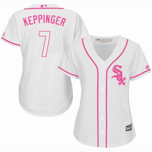 Women Chicago White Sox #7 Jeff Keppinger white Fashion Jersey
