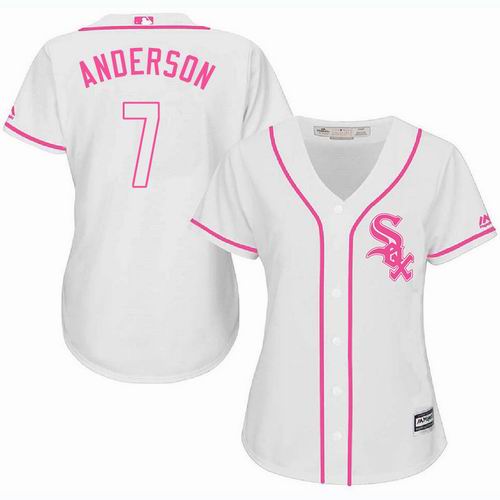 Women Chicago White Sox #7 Tim Anderson white Fashion Jersey