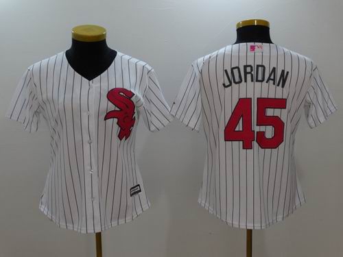 Women Chicago White Sox 45# Michael Jordan White Mother's Day Jersey
