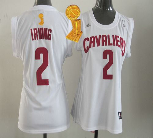 Women Cleveland Cavaliers 2 Kyrie Irving White The Champions Patch Fashion NBA Jersey
