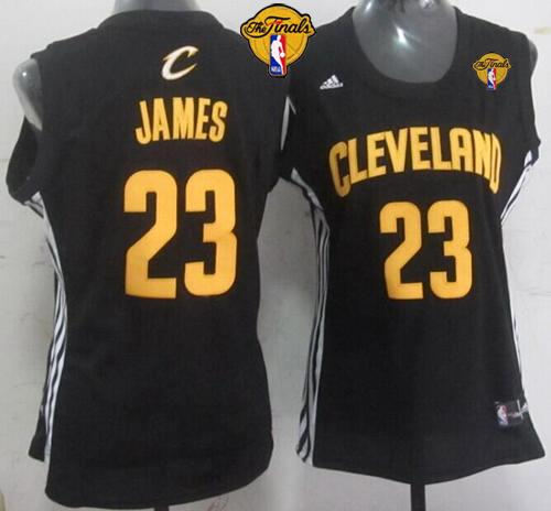Women Cleveland Cavaliers 23 LeBron James Black The Finals Patch Fashion NBA Jersey