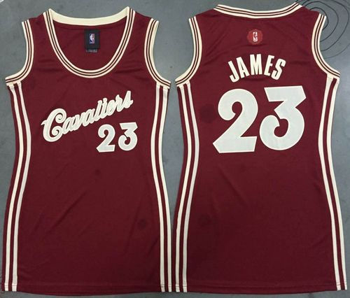 Women Cleveland Cavaliers 23 LeBron James Red 2015-2016 Christmas Day Dress NBA Jersey