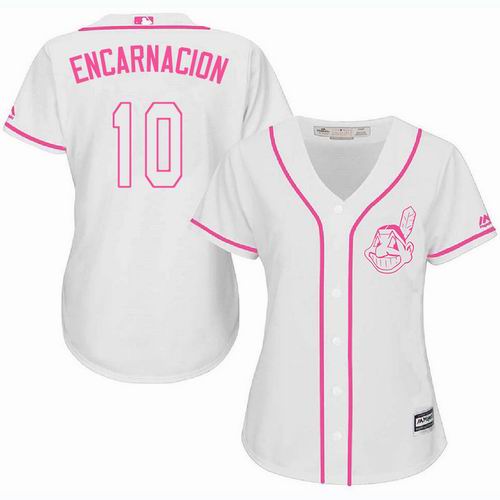 Women Cleveland Indians #10 Edwin Encarnacion white Fashion Jersey