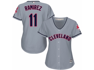 Women Cleveland Indians #11 Jose Ramirez Grey Jersey
