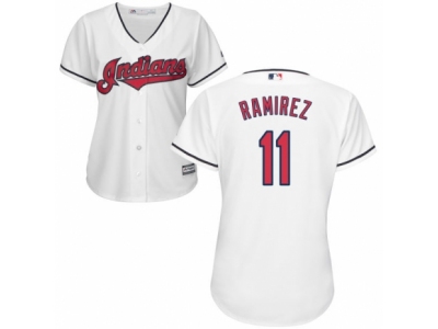 Women Cleveland Indians #11 Jose Ramirez White Jersey