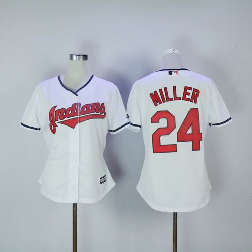 Women Cleveland Indians #24 Andrew Miller White jerseys