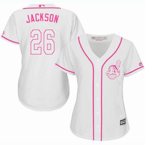 Women Cleveland Indians #26 Austin Jackson white Fashion Jersey