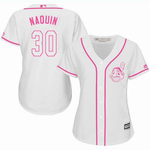 Women Cleveland Indians #30 Tyler Naquin white Fashion Jersey