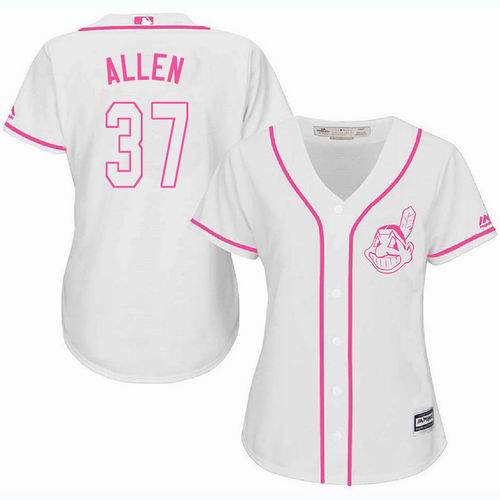 Women Cleveland Indians #37 Cody Allen white Fashion Jersey