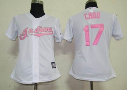 Women Cleveland Indians 17 Choo White Jerseys
