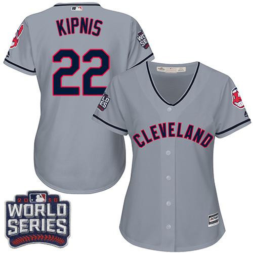 Women Cleveland Indians 22 Jason Kipnis Grey 2016 World Series Bound Road MLB Jersey