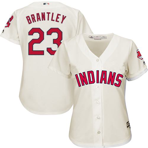 Women Cleveland Indians 23 Michael Brantley Cream Alternate MLB Jersey