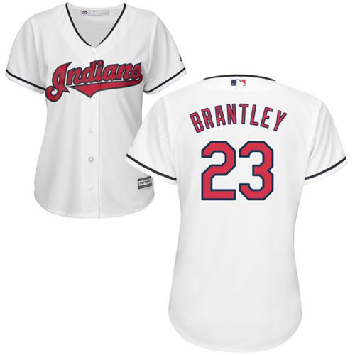 Women Cleveland Indians 23 Michael Brantley White Home MLB Jersey