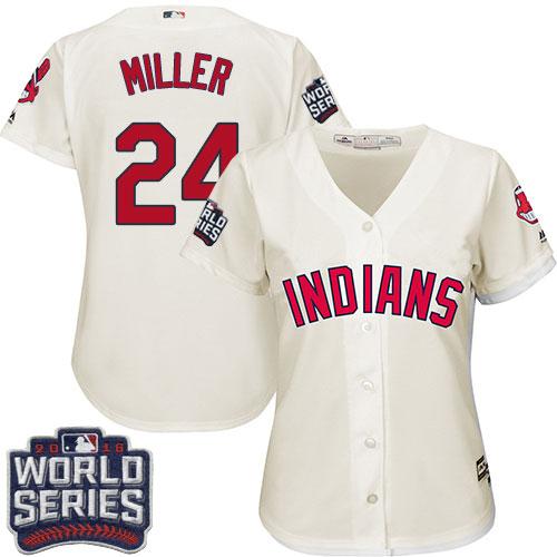 Women Cleveland Indians 24 Andrew Miller Cream 2016 World Series Bound Alternate MLB Jersey