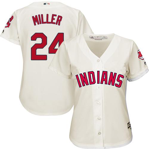Women Cleveland Indians 24 Andrew Miller Cream Alternate MLB Jersey