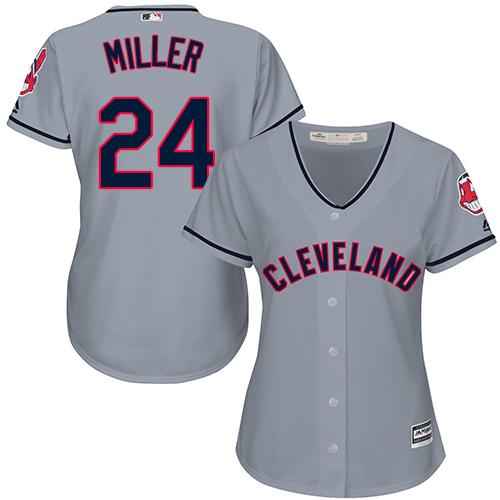 Women Cleveland Indians 24 Andrew Miller Grey Road MLB Jersey