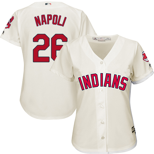Women Cleveland Indians 26 Mike Napoli Cream Alternate MLB Jersey