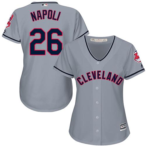 Women Cleveland Indians 26 Mike Napoli Grey Road MLB Jersey