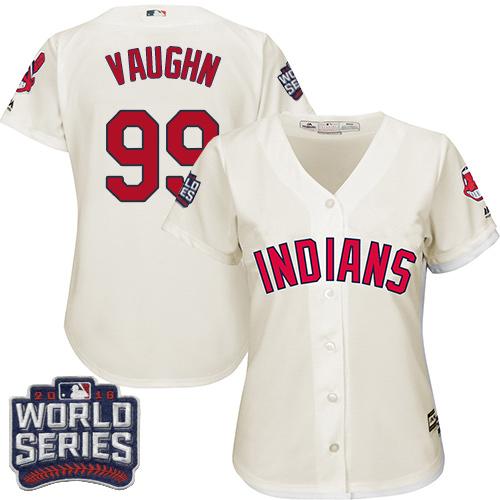Women Cleveland Indians 99 Ricky Vaughn Cream 2016 World Series Bound Alternate MLB Jersey