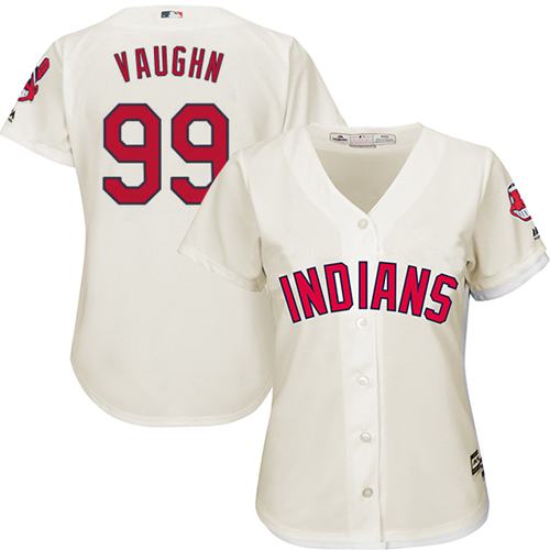 Women Cleveland Indians 99 Ricky Vaughn Cream Alternate MLB Jersey