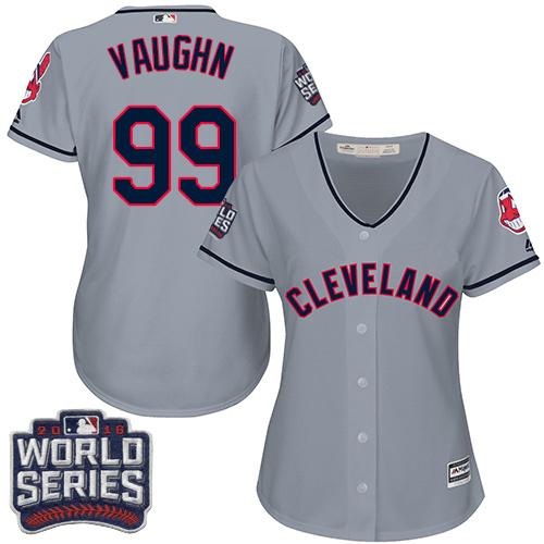 Women Cleveland Indians 99 Ricky Vaughn Grey 2016 World Series Bound Road MLB Jersey