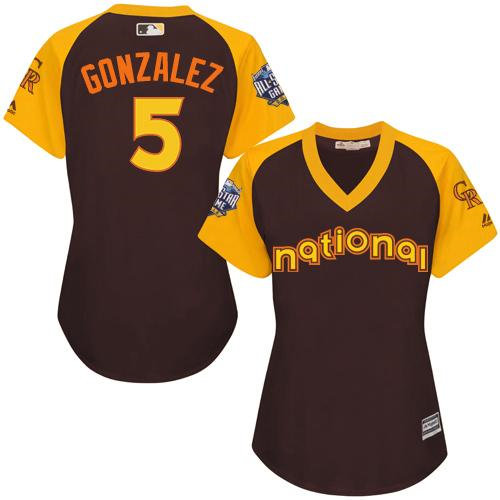 Women Colorado Rockies 5 Carlos Gonzalez Brown 2016 All-Star National League Baseball Jersey