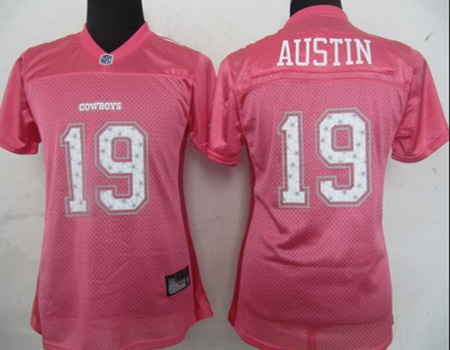 Women Dallas Cowboys 19 Miles Austin Star Struck Pink Fashion Jersey