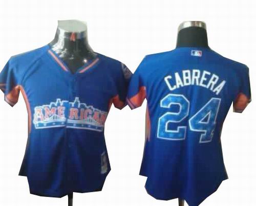 Women Detroit Tigers #24 Miguel Cabrera American League 2013 All Star blue Jersey