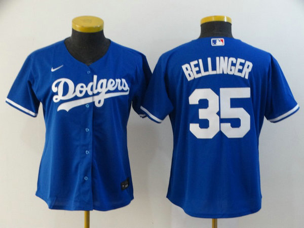 Women Dodgers 35 Cody Bellinger Royal Women 2020 Nike Cool Base Jersey