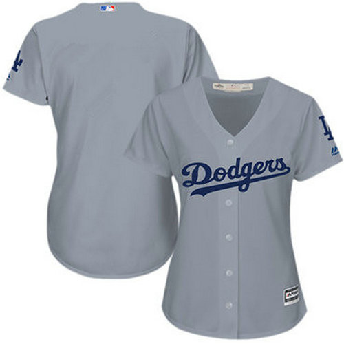 Women Dodgers Grey Alternate Road Stitched blank Baseball Jersey