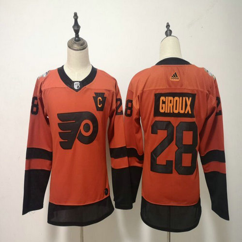 Women Flyers 28 Claude Giroux Orange Women 2019 NHL Stadium Series Adidas Jersey