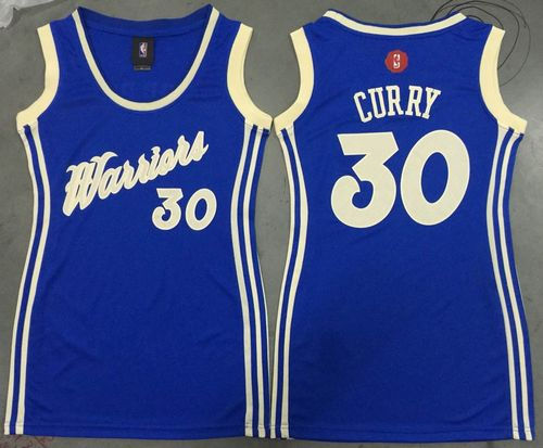 Women Golden State Warriors 30 Stephen Curry Blue 2015-2016 Christmas Day Dress NBA Jersey