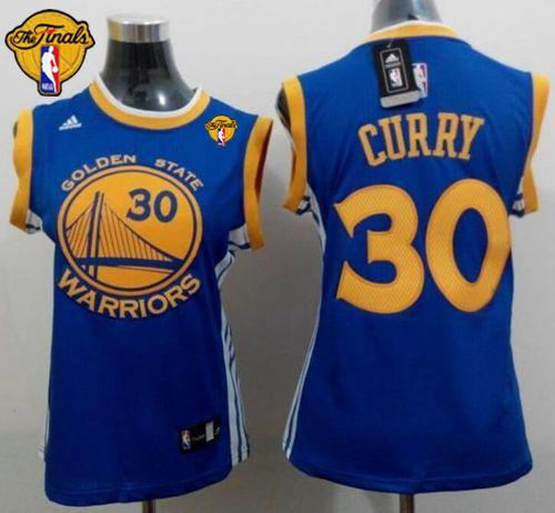 Women Golden State Warriors 30 Stephen Curry Blue The Finals Patch Road NBA jersey