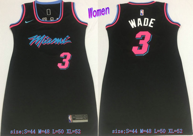 Women Heat 3 Dwyane Wade Black Women Nike Swingman Jersey